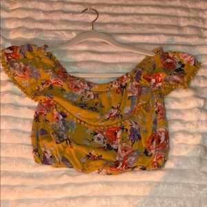 Vibrant Floral Off-Shoulder Crop Top